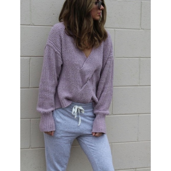 Free People Purple Coco V Neck Knit Sweater - Picture 7 of 16